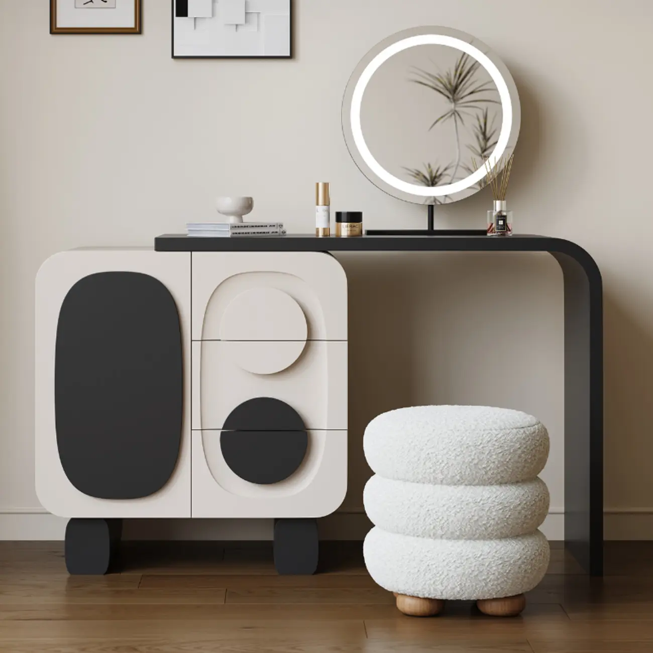 Bedroom Wood Multi-Color Makeup Vanity with Mirror Image - 1 | homeyfad