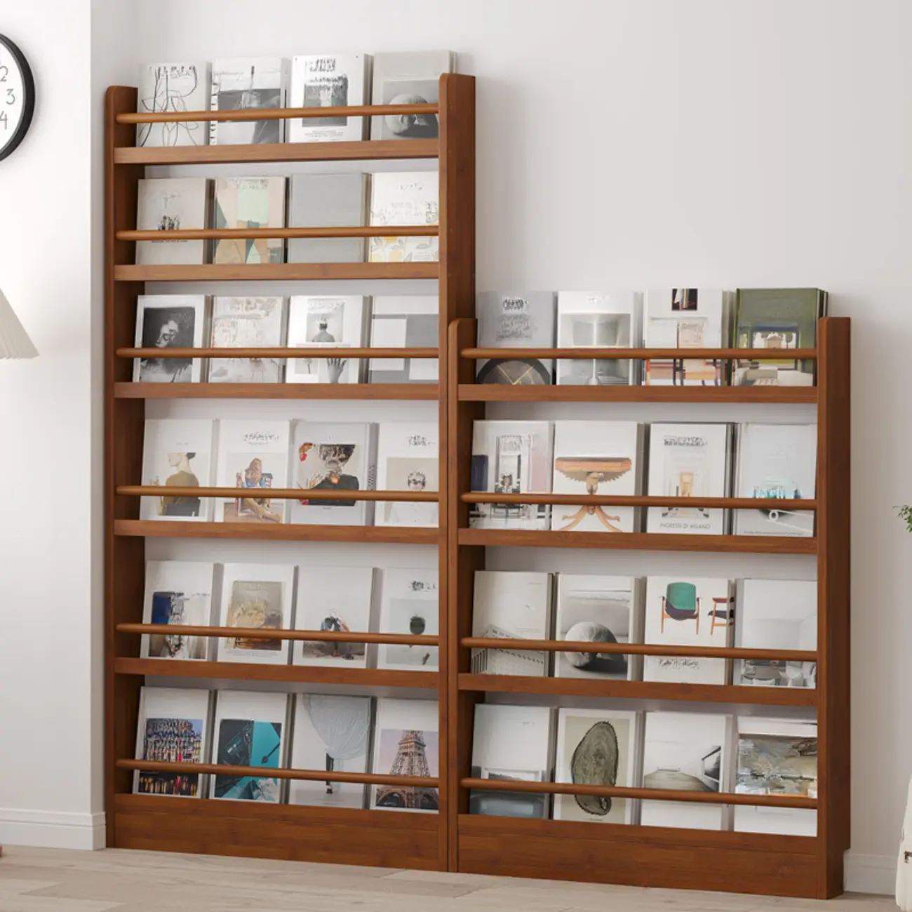 Rustic Brown Oak Bookcase Open Rectangular BookShelves Image - 1 | homeyfad