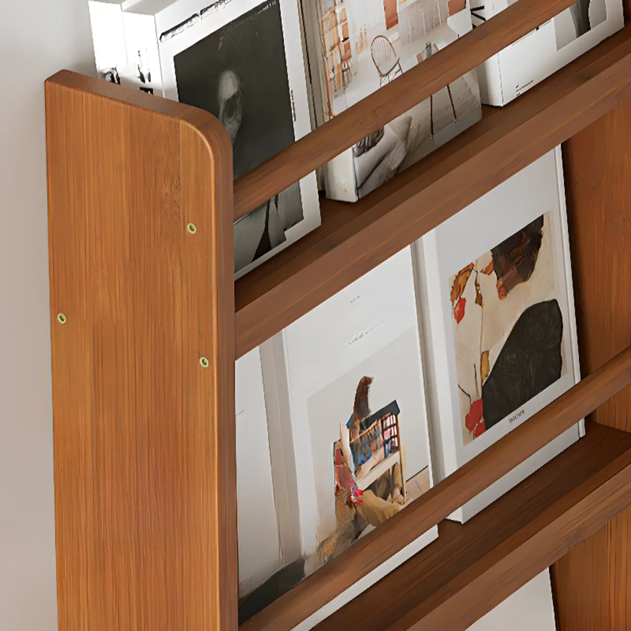 Rustic Brown Oak Bookcase Open Rectangular BookShelves Image - 13 | homeyfad