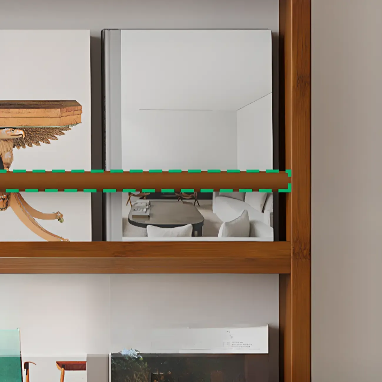 Rustic Brown Oak Bookcase Open Rectangular BookShelves Image - 14