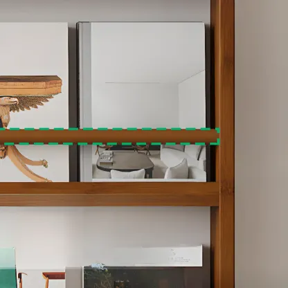 Rustic Brown Oak Bookcase Open Rectangular BookShelves Image - 14