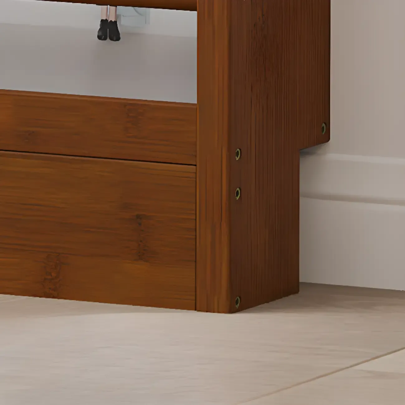 Rustic Brown Oak Bookcase Open Rectangular BookShelves Image - 15