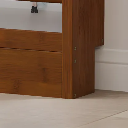 Rustic Brown Oak Bookcase Open Rectangular BookShelves Image - 15