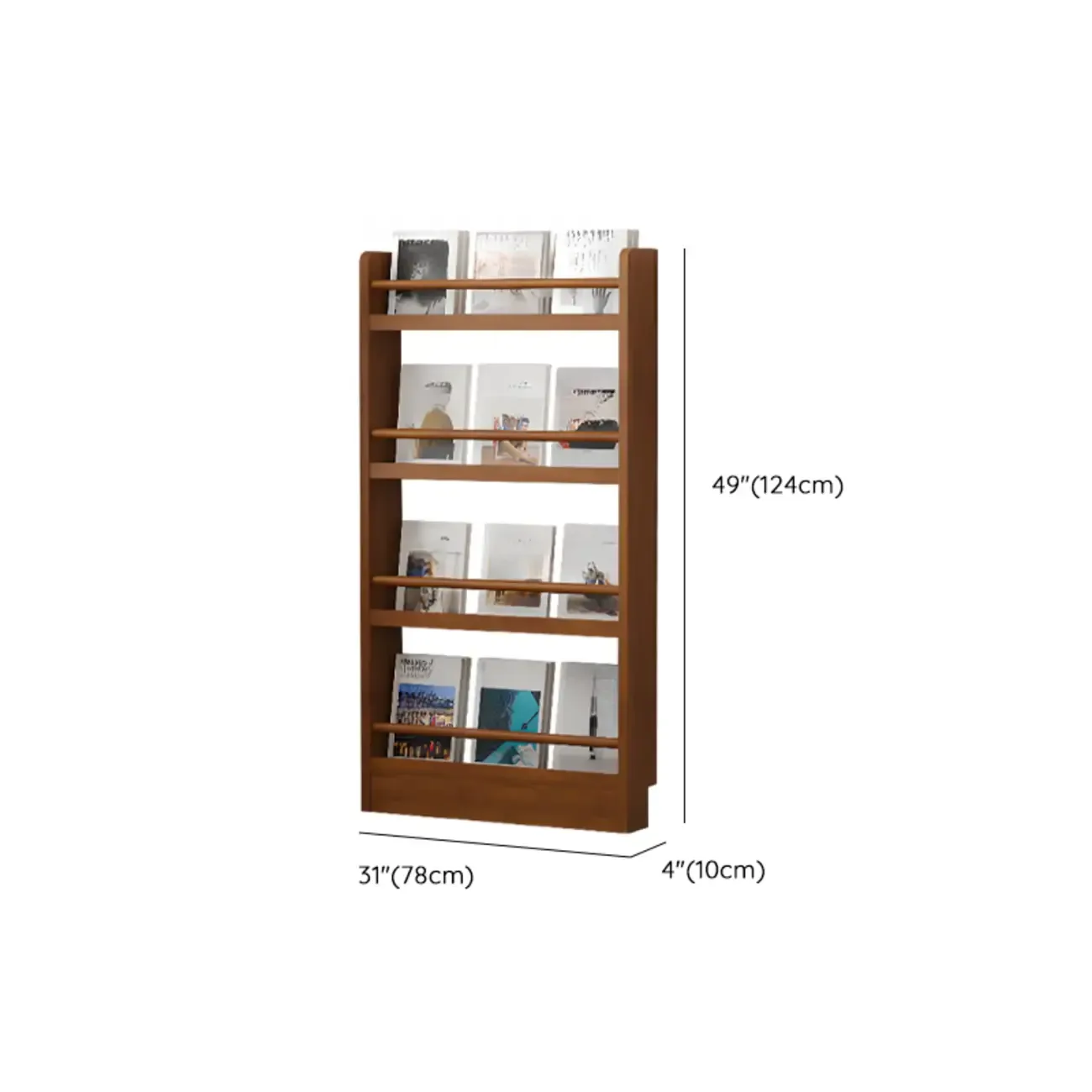 Rustic Brown Oak Bookcase Open Rectangular BookShelves Image - 21