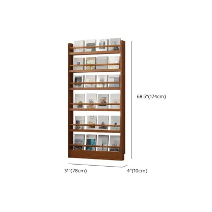 Rustic Brown Oak Bookcase Open Rectangular BookShelves Image - 27
