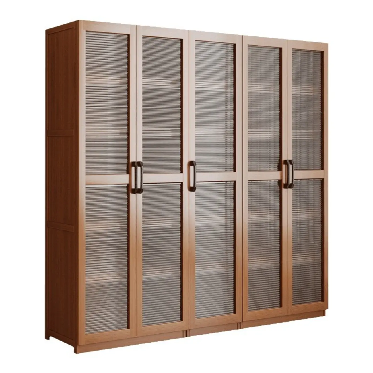 Classic 6-Tier Premium Wood Glass Door Wide Bookcase Image - 3 | homeyfad