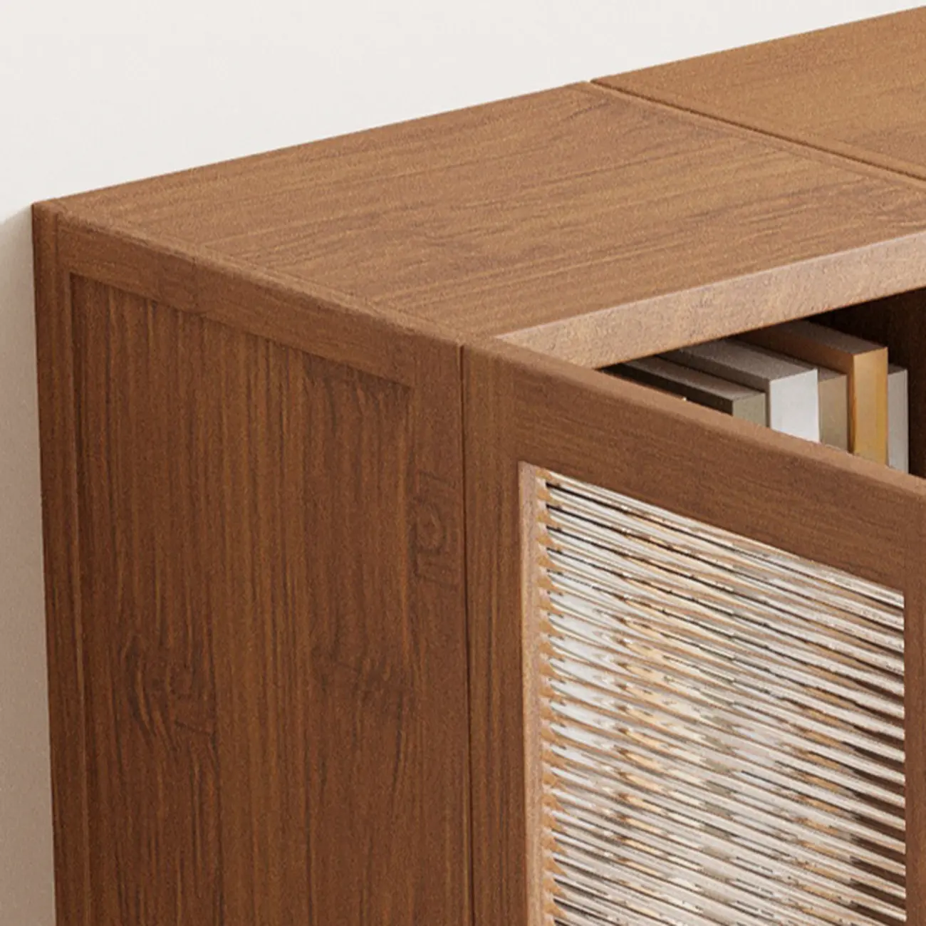 Classic 6-Tier Premium Wood Glass Door Wide Bookcase Image - 9 | homeyfad