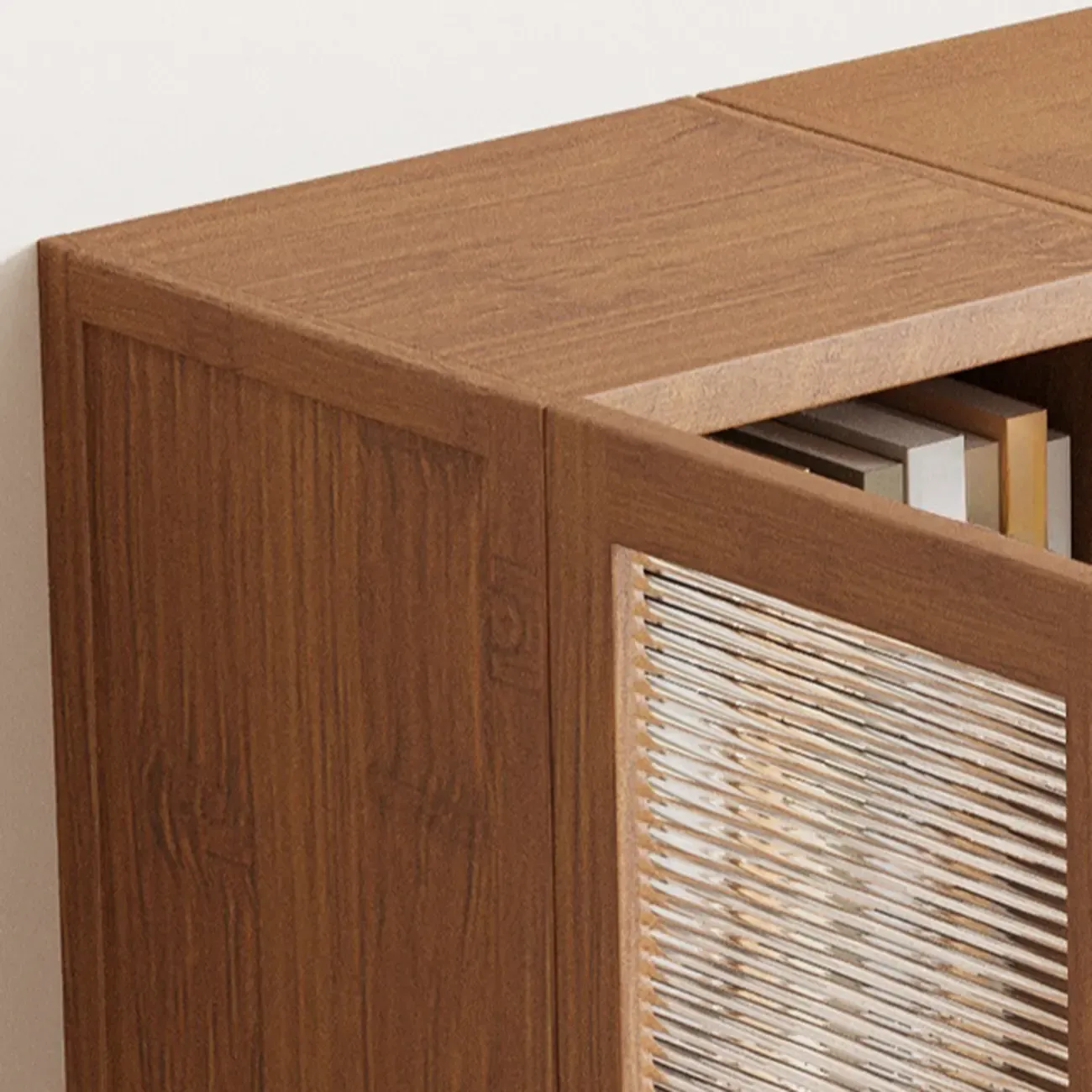 Classic 6-Tier Premium Wood Glass Door Wide Bookcase Image - 9