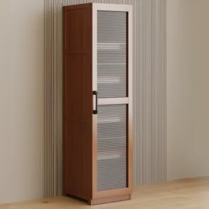 Classic 6-Tier Premium Wood Glass Door Wide Bookcase Image - 4