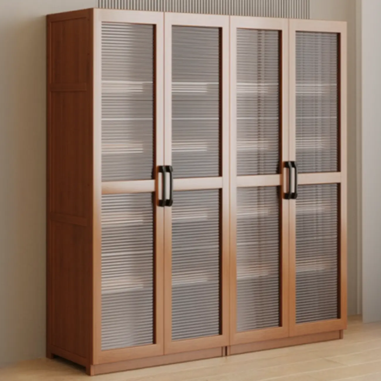 Classic 6-Tier Premium Wood Glass Door Wide Bookcase Image - 12 | homeyfad