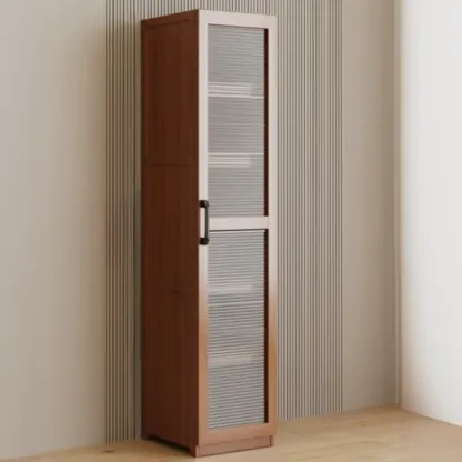 Classic 6-Tier Premium Wood Glass Door Wide Bookcase Image - 14