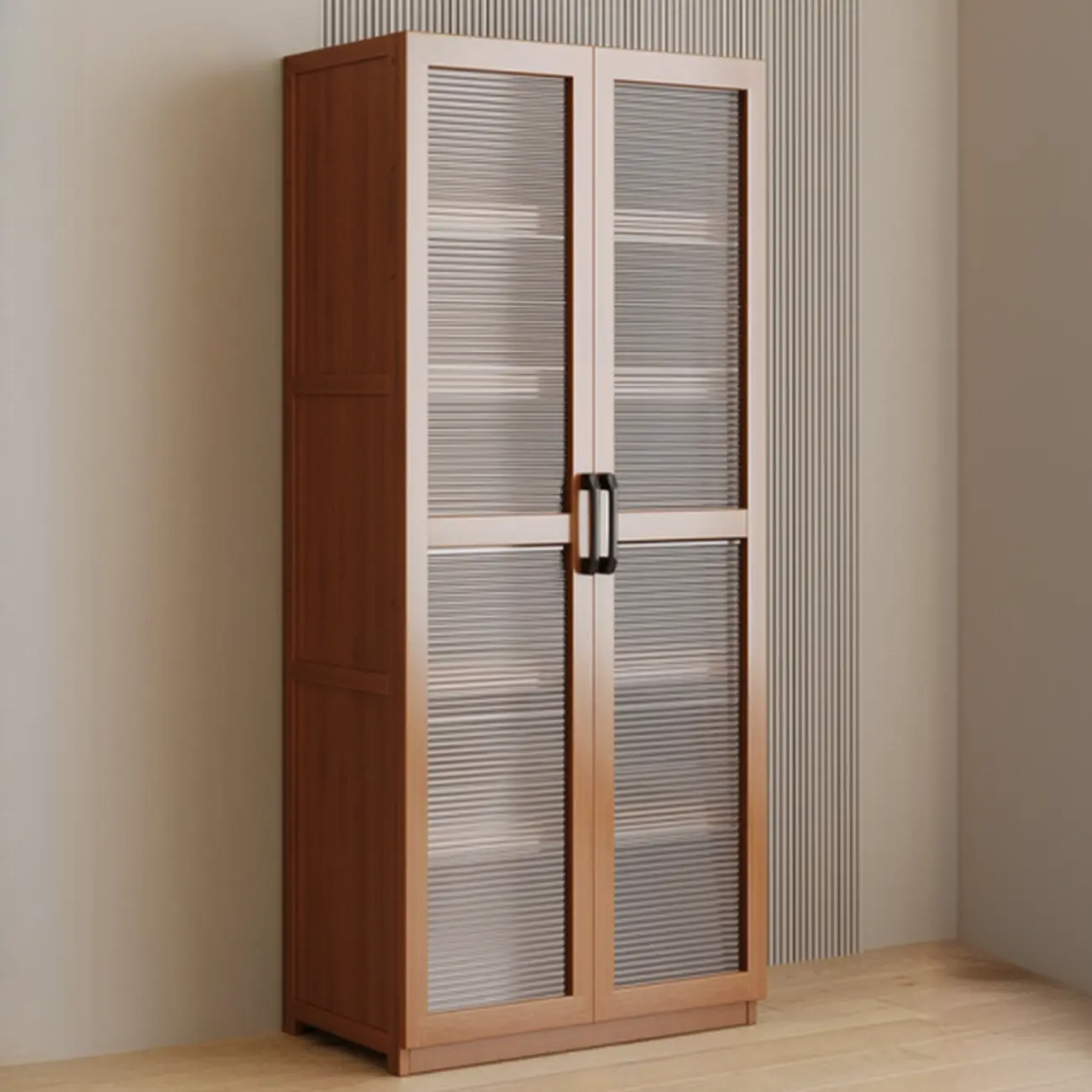 Classic 6-Tier Premium Wood Glass Door Wide Bookcase Image - 16 | homeyfad