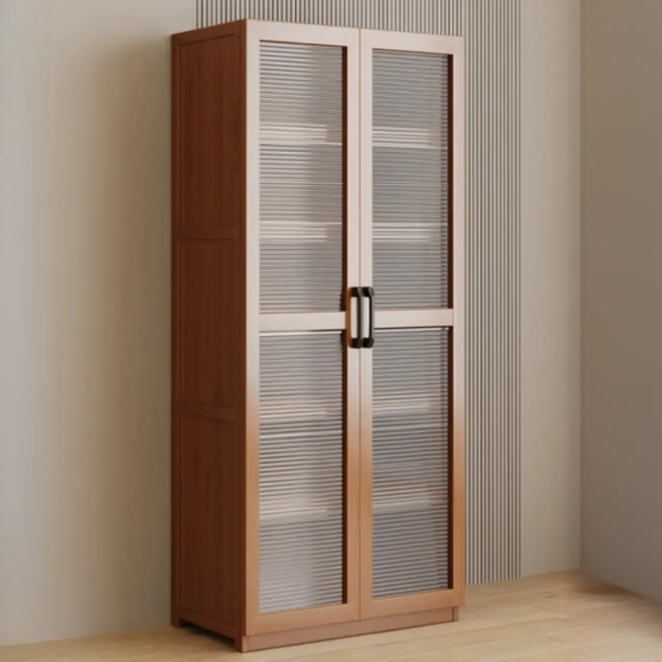 Classic 6-Tier Premium Wood Glass Door Wide Bookcase Image - 16