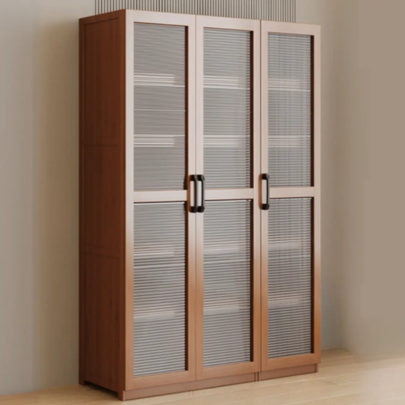 Classic 6-Tier Premium Wood Glass Door Wide Bookcase Image - 17 | homeyfad