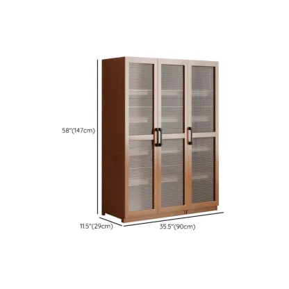 Classic 6-Tier Premium Wood Glass Door Wide Bookcase Image - 23