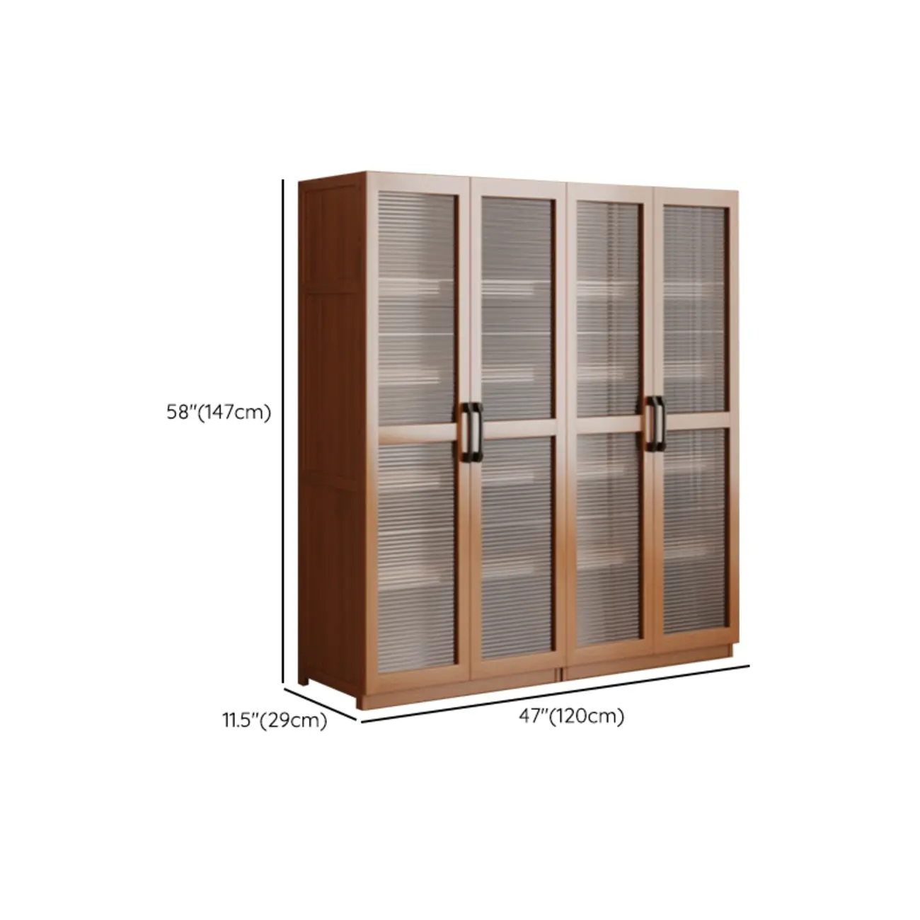 Classic 6-Tier Premium Wood Glass Door Wide Bookcase Image - 24 | homeyfad
