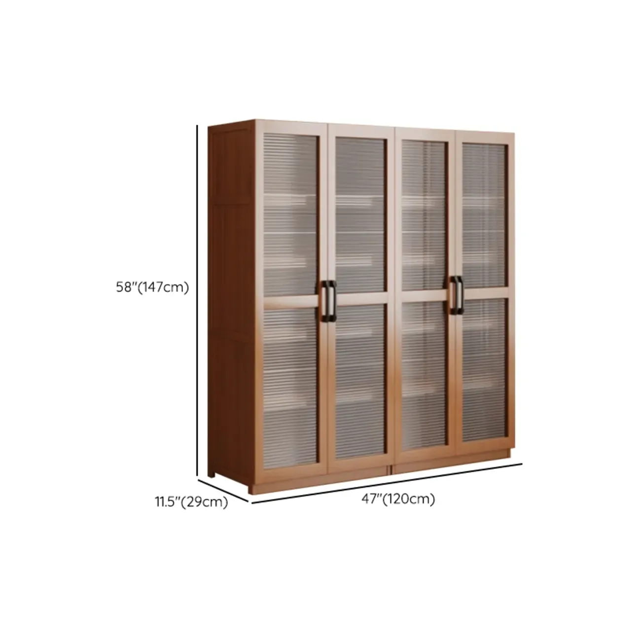 Classic 6-Tier Premium Wood Glass Door Wide Bookcase Image - 24