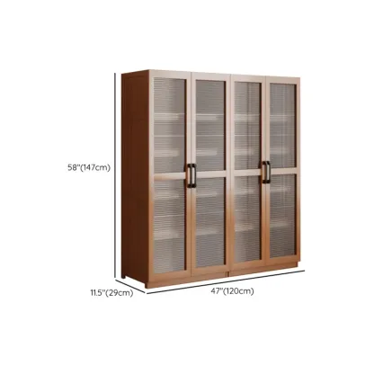 Classic 6-Tier Premium Wood Glass Door Wide Bookcase Image - 24