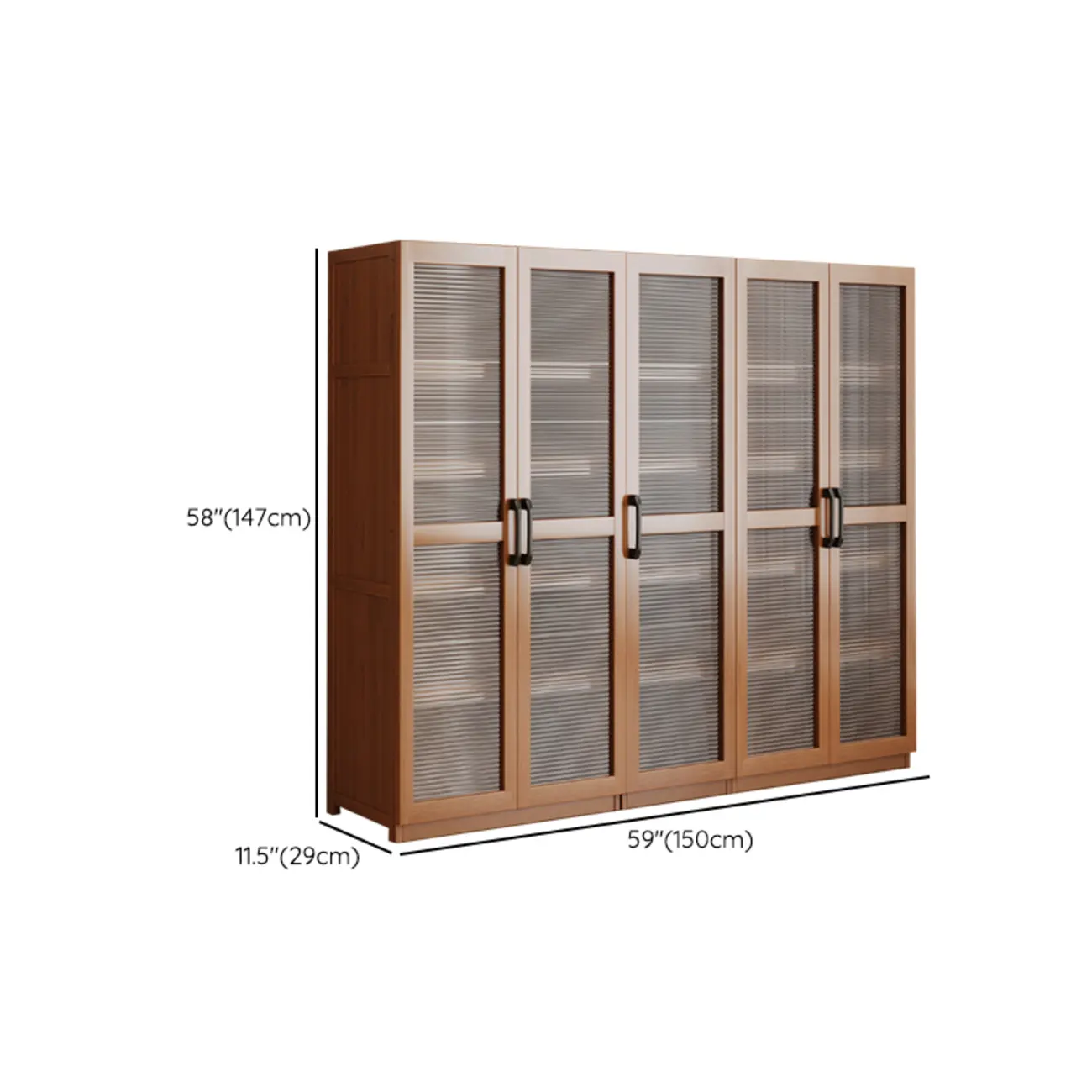 Classic 6-Tier Premium Wood Glass Door Wide Bookcase Image - 25 | homeyfad