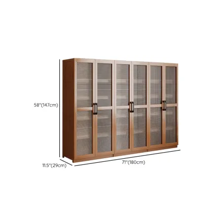 Classic 6-Tier Premium Wood Glass Door Wide Bookcase Image - 26