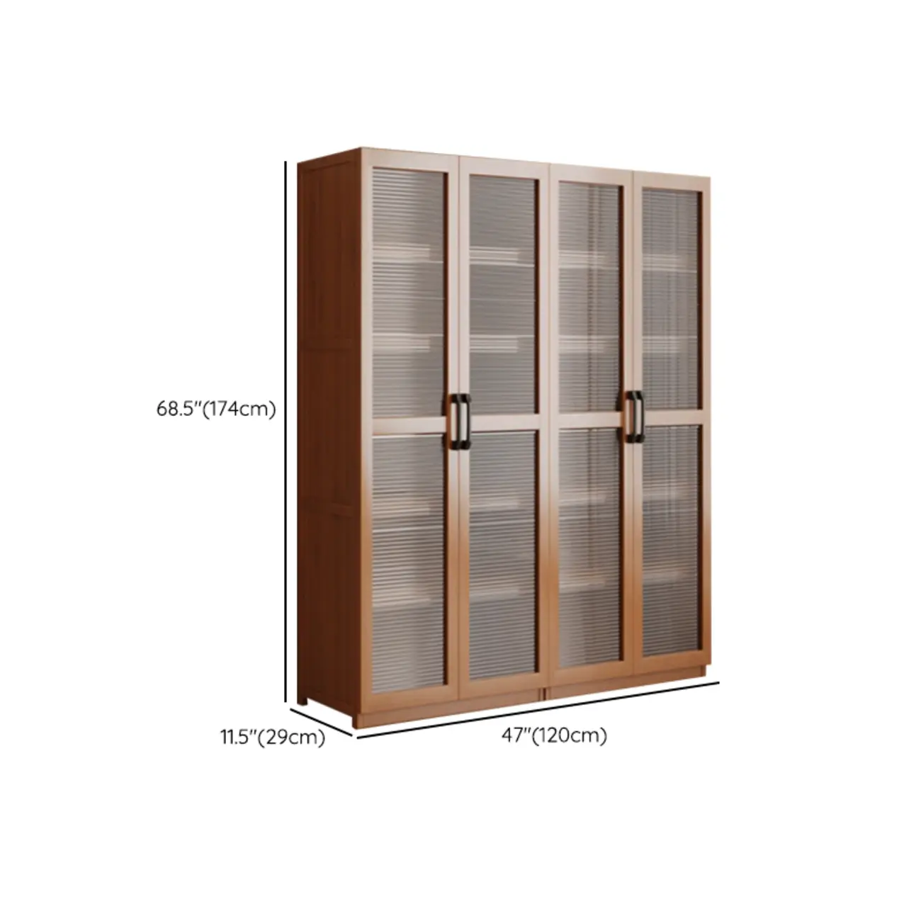 Classic 6-Tier Premium Wood Glass Door Wide Bookcase Image - 30 | homeyfad