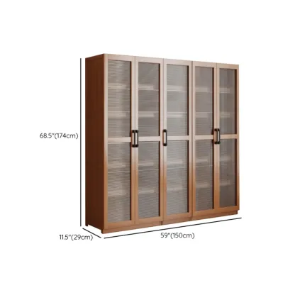 Classic 6-Tier Premium Wood Glass Door Wide Bookcase Image - 31