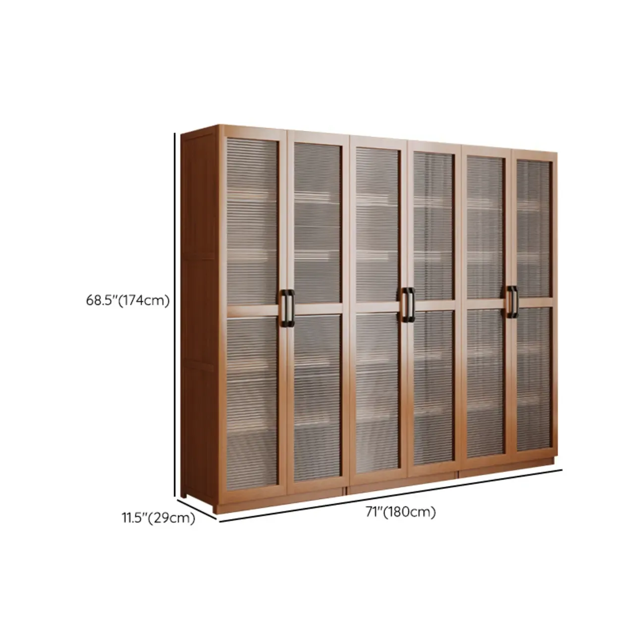 Classic 6-Tier Premium Wood Glass Door Wide Bookcase Image - 32