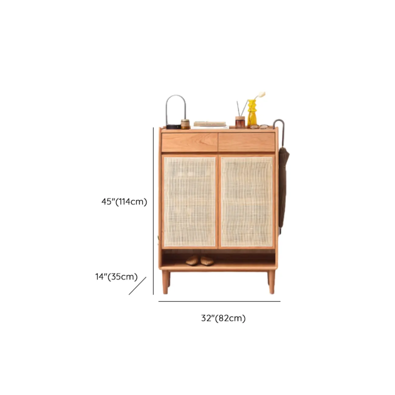 Boho Solid Wood Shoe Cabinet Woven Door #size | homeyfad