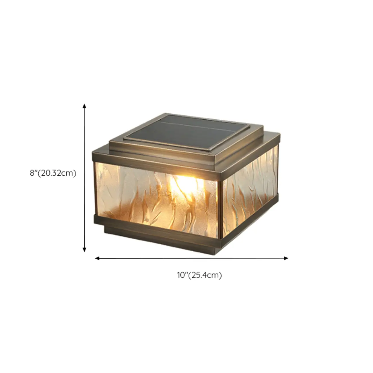 Elegant Bronze Ripple Square Solar Outdoor Post Lights | homeyfad