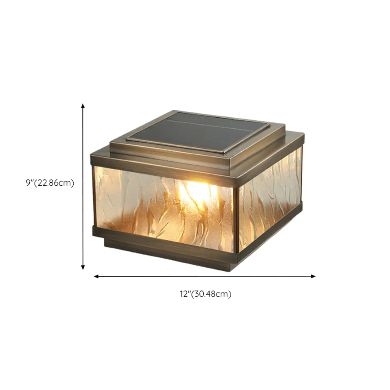 Elegant Bronze Ripple Square Solar Outdoor Post Lights | homeyfad