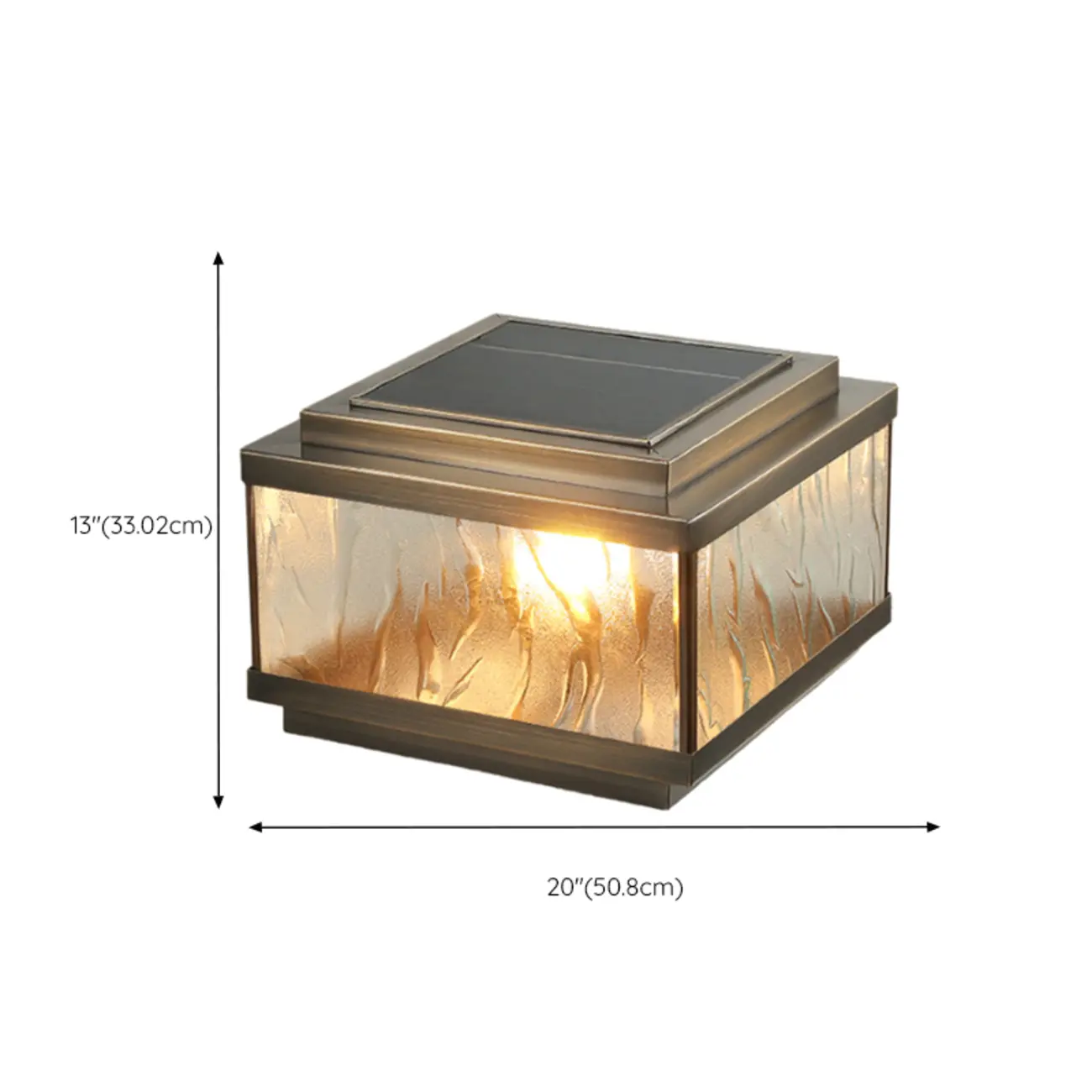 Elegant Bronze Ripple Square Solar Outdoor Post Lights | homeyfad