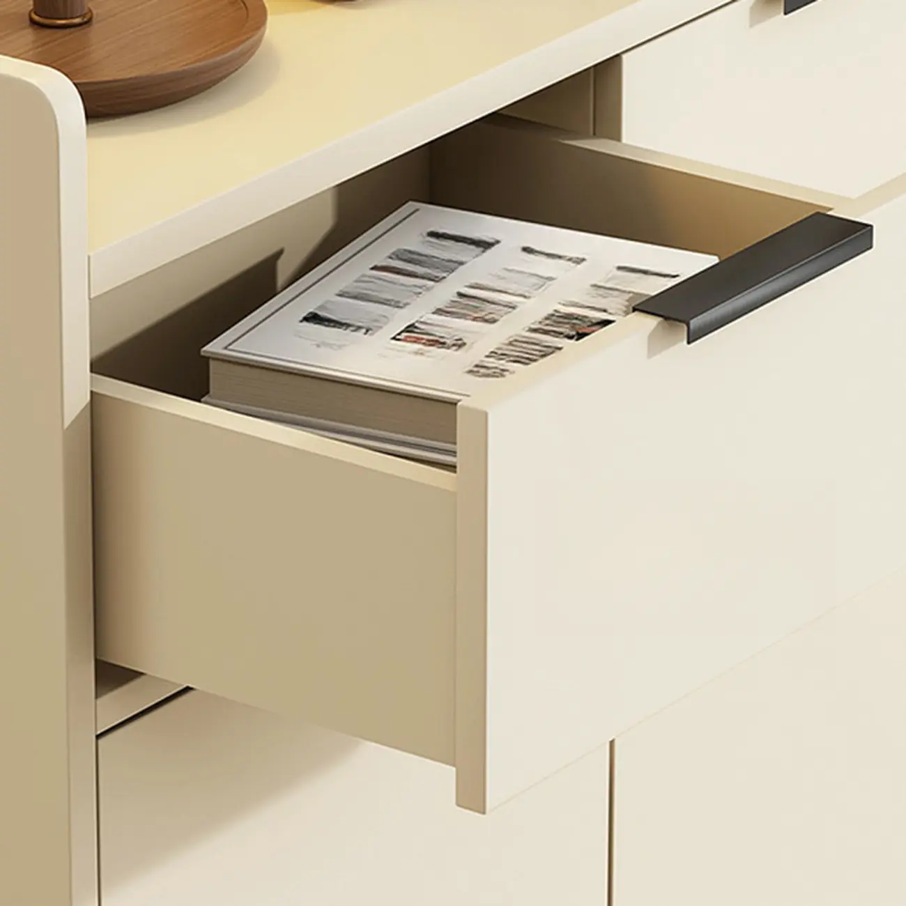 White Curved Panel Shoe Cabinet with Open Base Storage Image - 13 | homeyfad