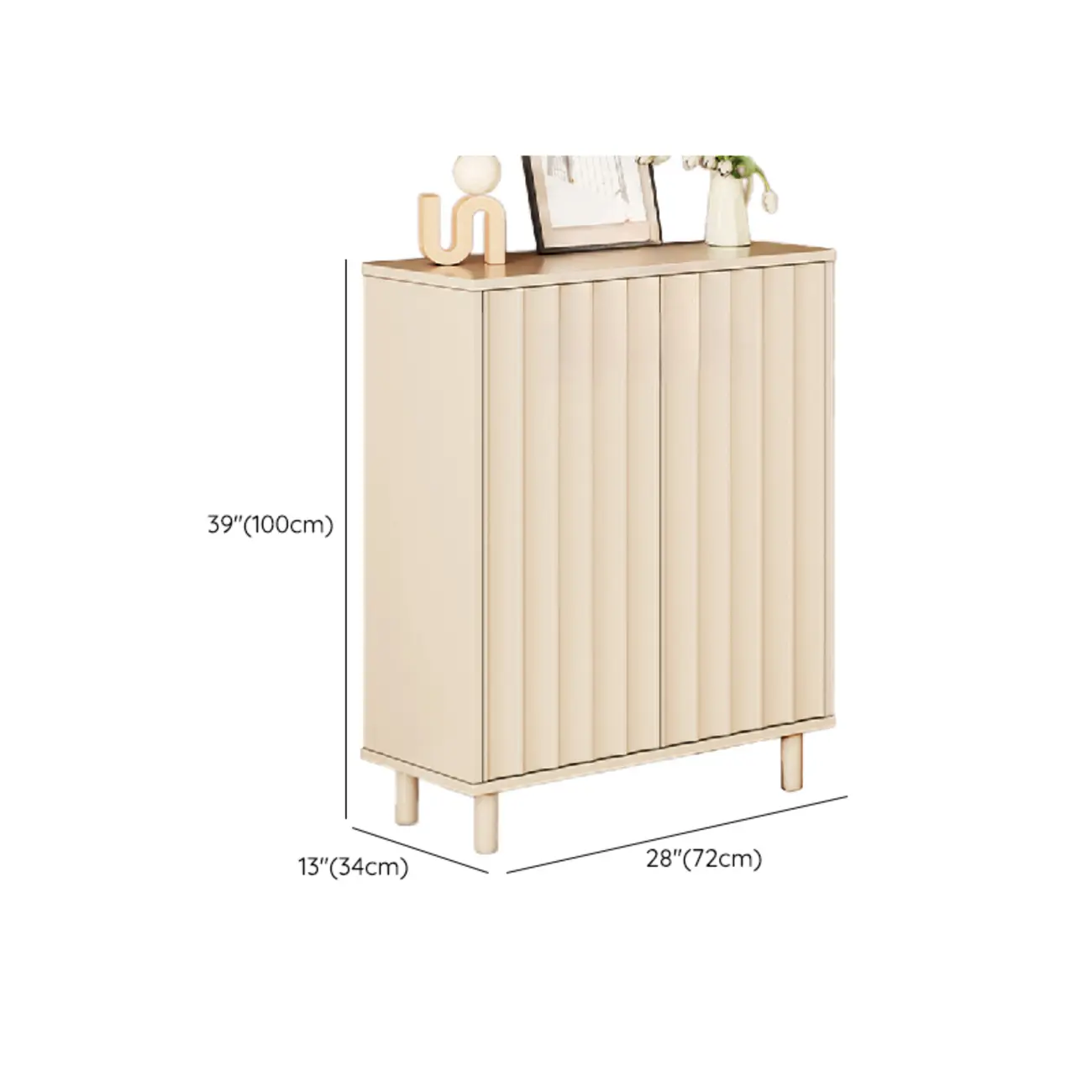 White Curved Panel Shoe Cabinet with Open Base Storage Image - 27 | homeyfad