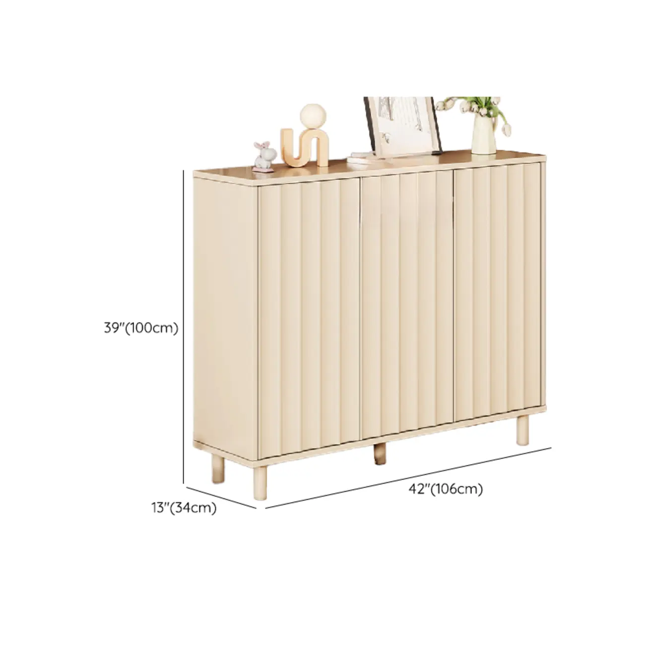 White Curved Panel Shoe Cabinet with Open Base Storage Image - 28 | homeyfad