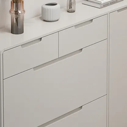 Drop-Front Beige Wood Entryway Shoe Cabinet with 2-Drawer Image - 8