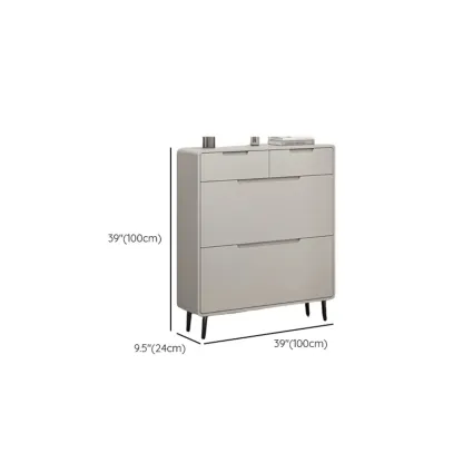 Drop-Front Beige Wood Entryway Shoe Cabinet with 2-Drawer #size