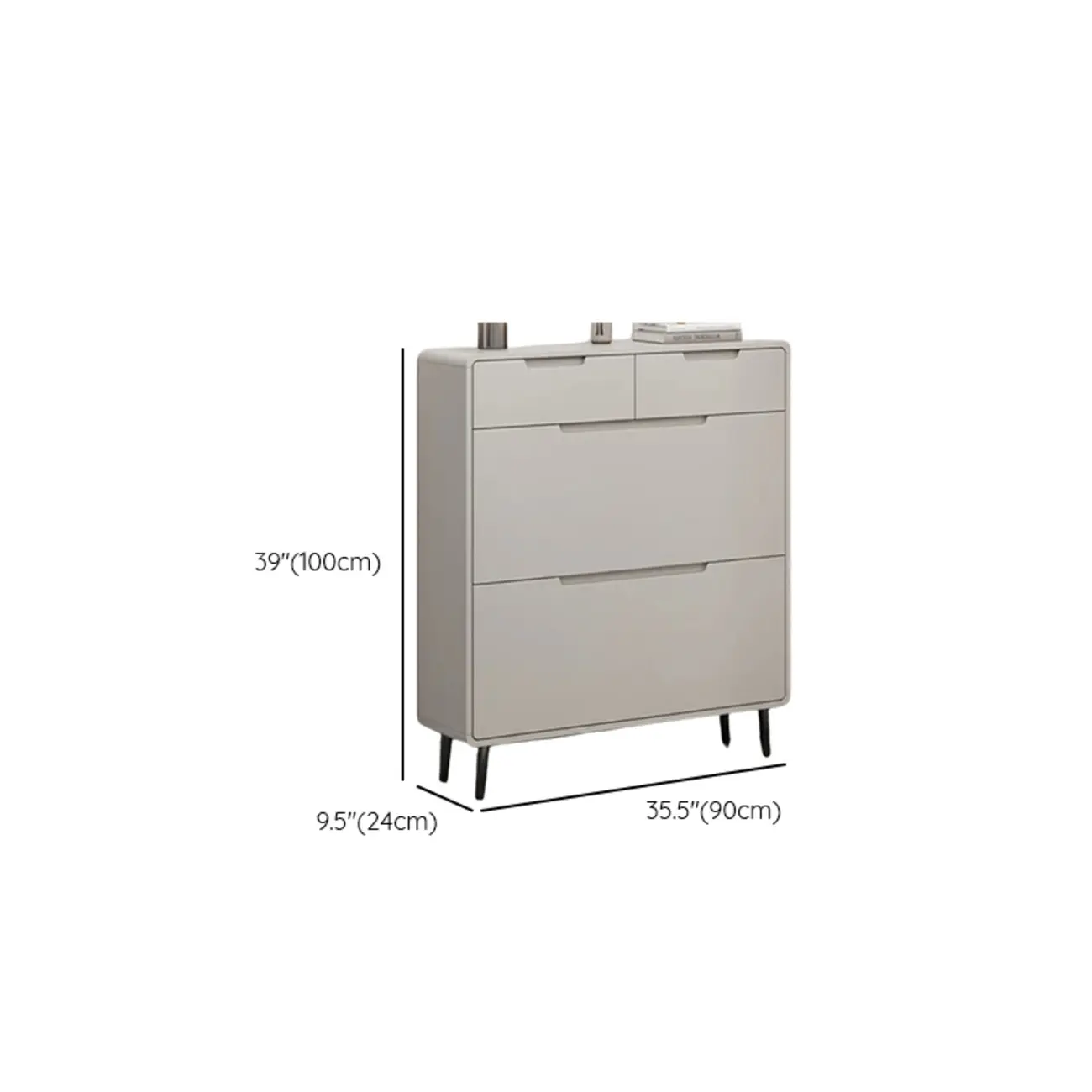 Drop-Front Beige Wood Entryway Shoe Cabinet with 2-Drawer Image - 22 | homeyfad