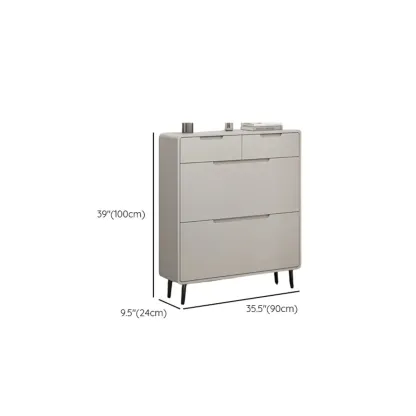 Drop-Front Beige Wood Entryway Shoe Cabinet with 2-Drawer Image - 22