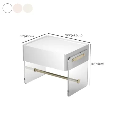 Modish White Acrylic 1-Drawer Nightstand with Shelf #size