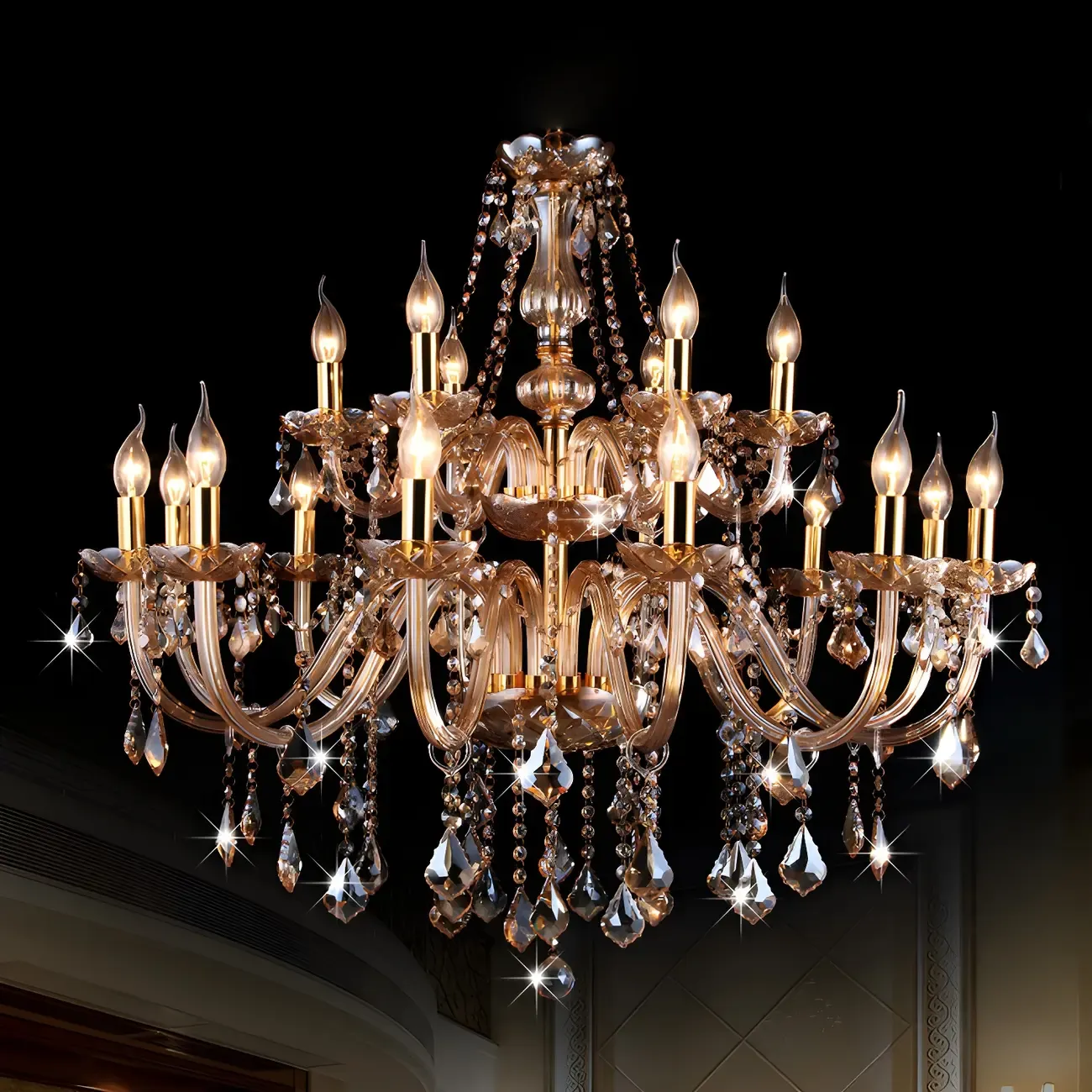 Mid-Century Luxurious Crystal Candelabra Chandelier  Image - 3