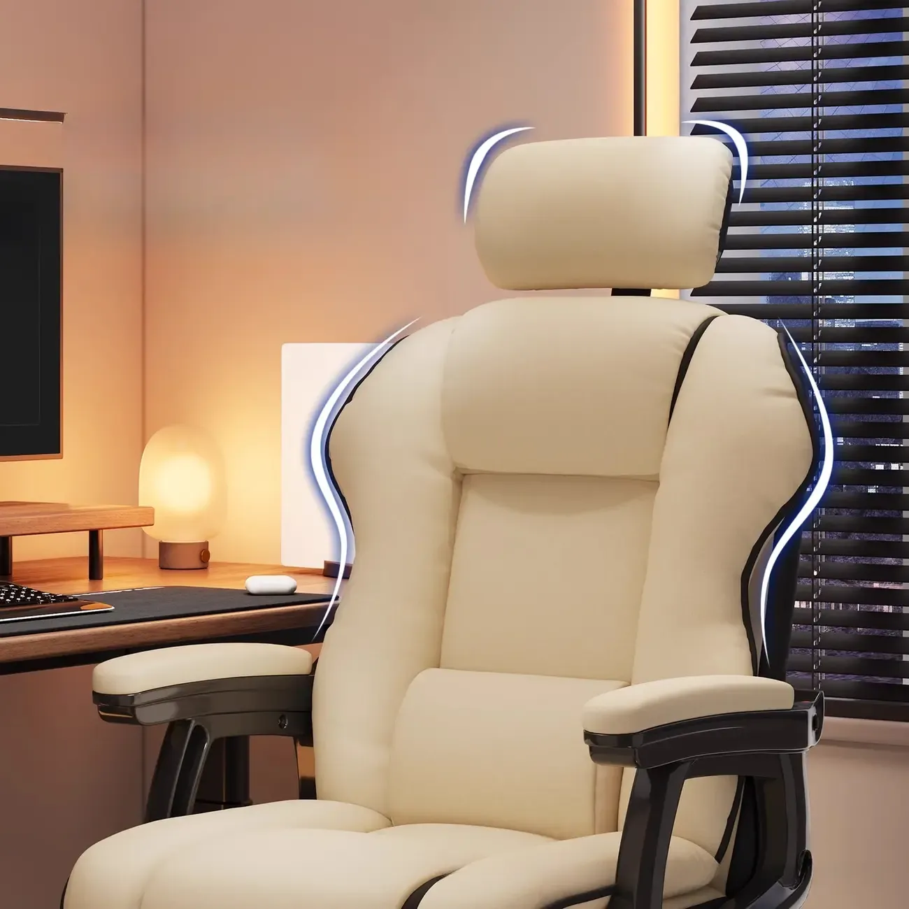 Yellow High-Back Leather Ergonomic Executive Chair  Image - 9