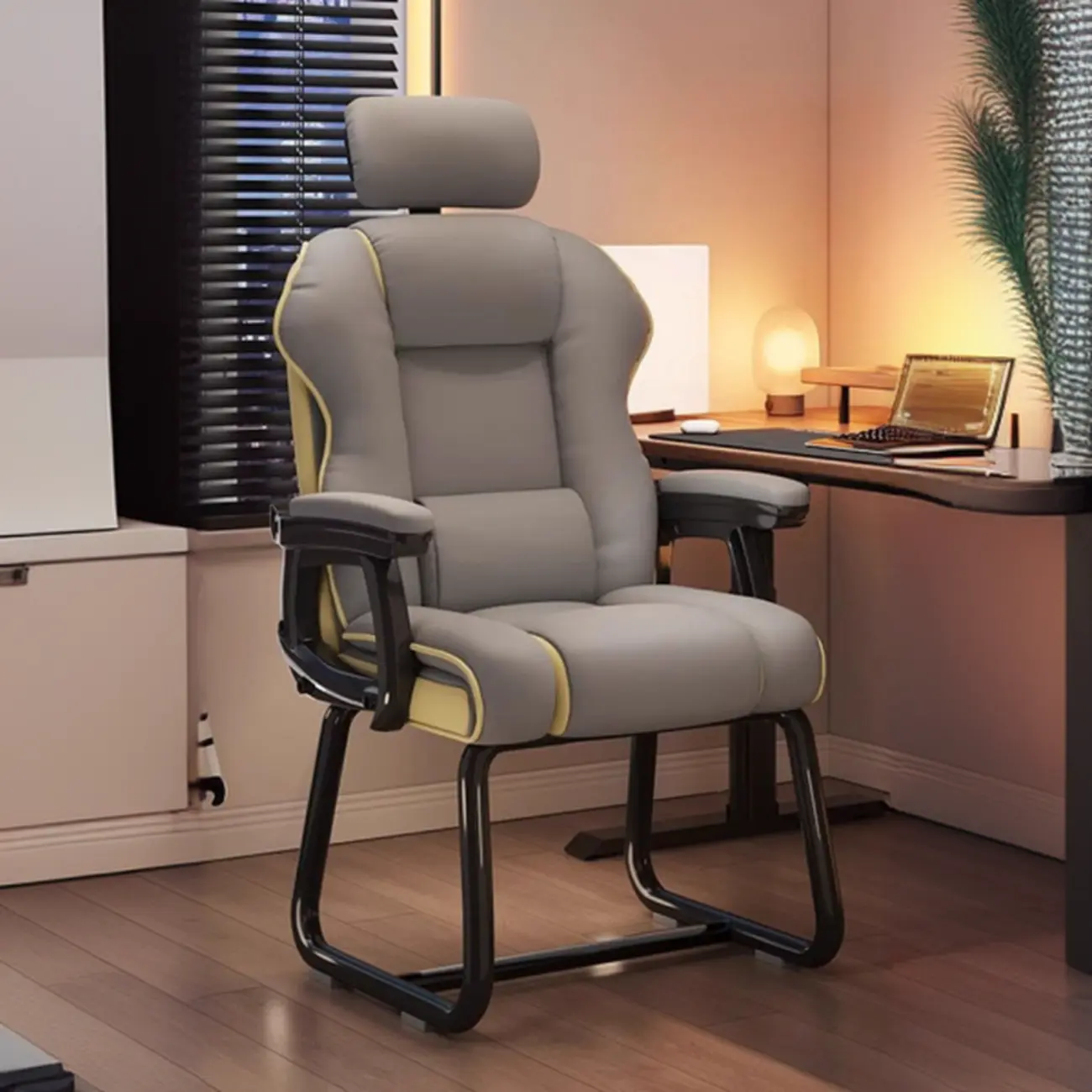 Yellow High-Back Leather Ergonomic Executive Chair  Image - 16 | homeyfad