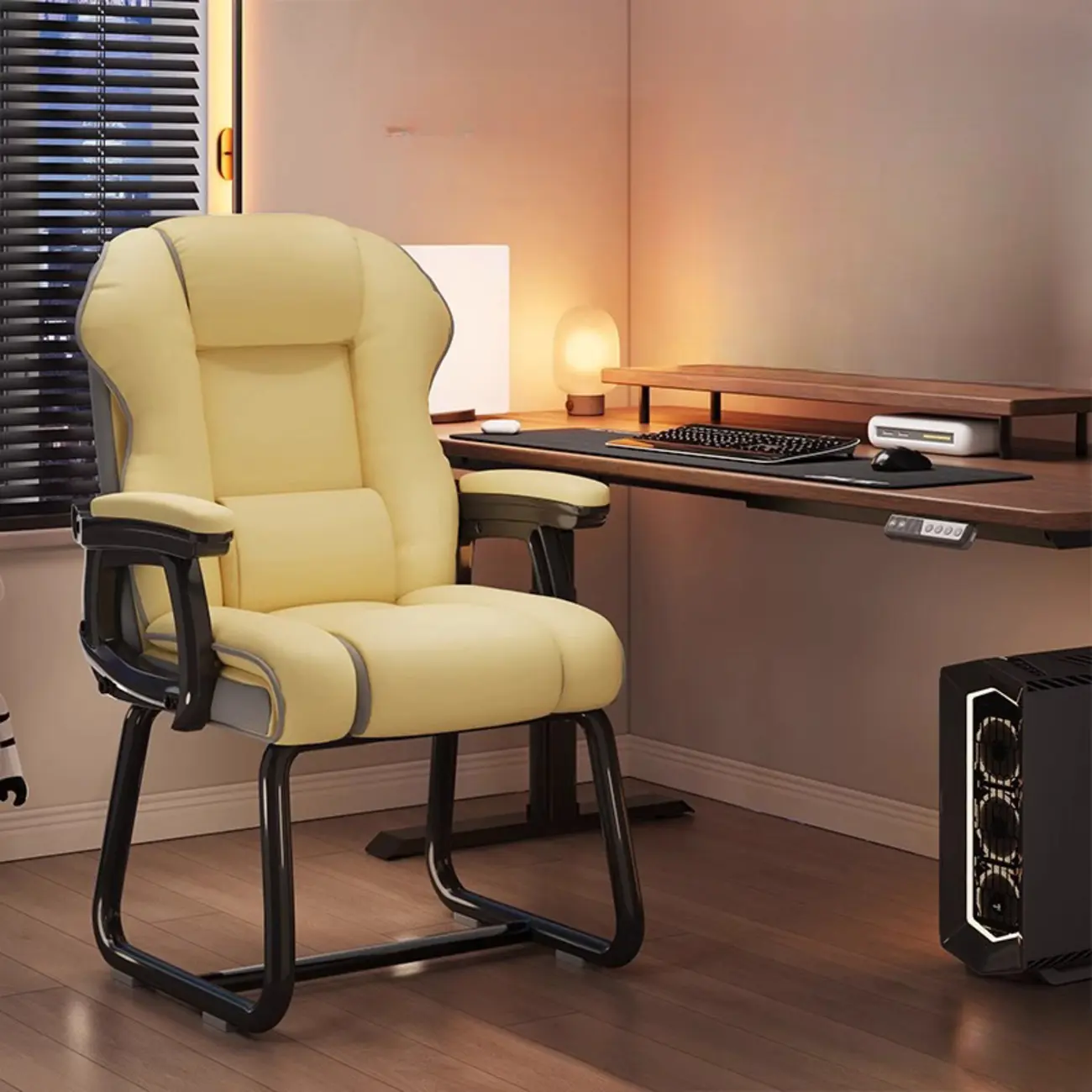 Yellow High-Back Leather Ergonomic Executive Chair  Image - 12 | homeyfad