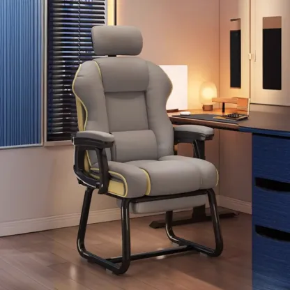 Yellow High-Back Leather Ergonomic Executive Chair  Image - 20
