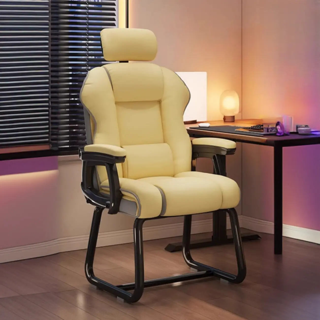 Lemon Color Leather Adjustable Swivel Office Chair Image - 15 | homeyfad