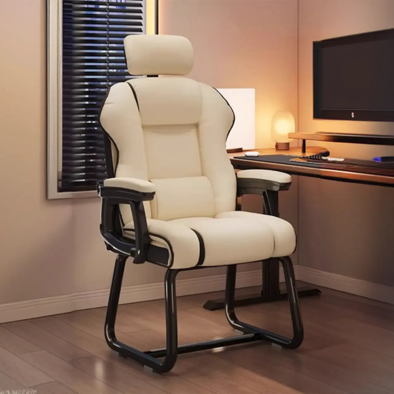 Yellow High-Back Leather Ergonomic Executive Chair  Image - 17