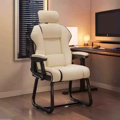 Yellow High-Back Leather Ergonomic Executive Chair  Image - 17