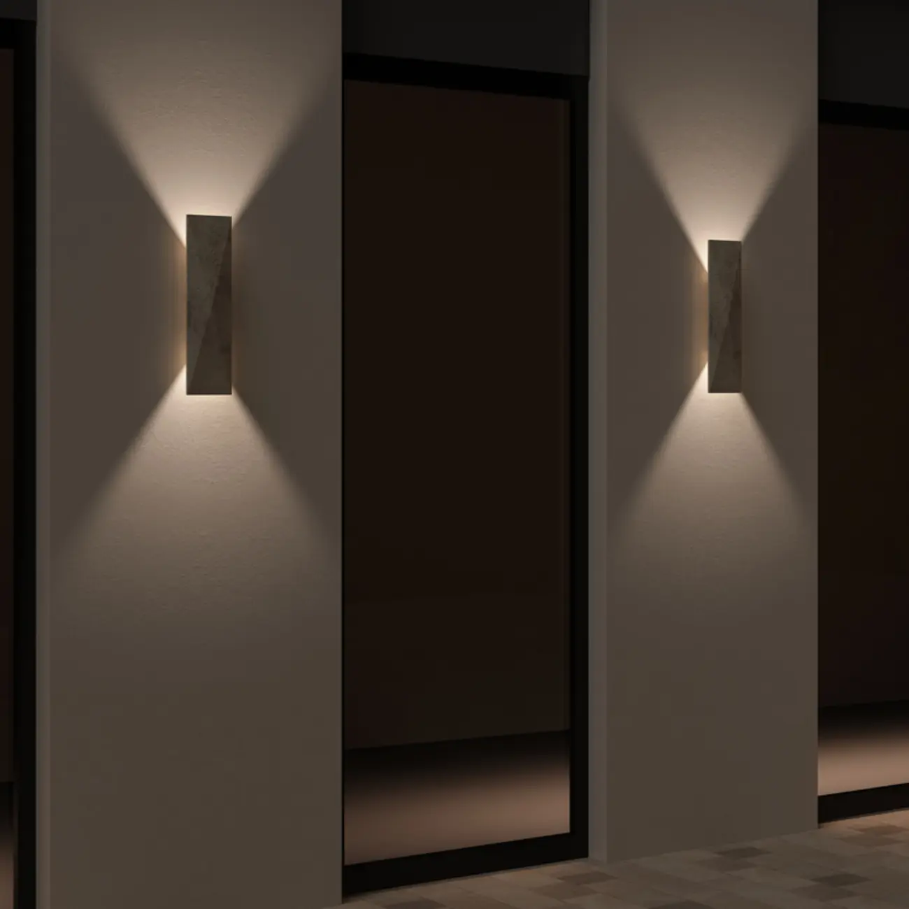 Modern Gray Rectangle 2-Light Wall Sconce Outdoor LED Lamp Image - 1 | homeyfad