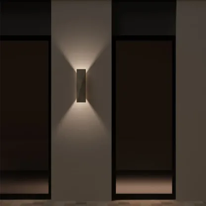 Modern Gray Rectangle 2-Light Wall Sconce Outdoor LED Lamp Image - 4