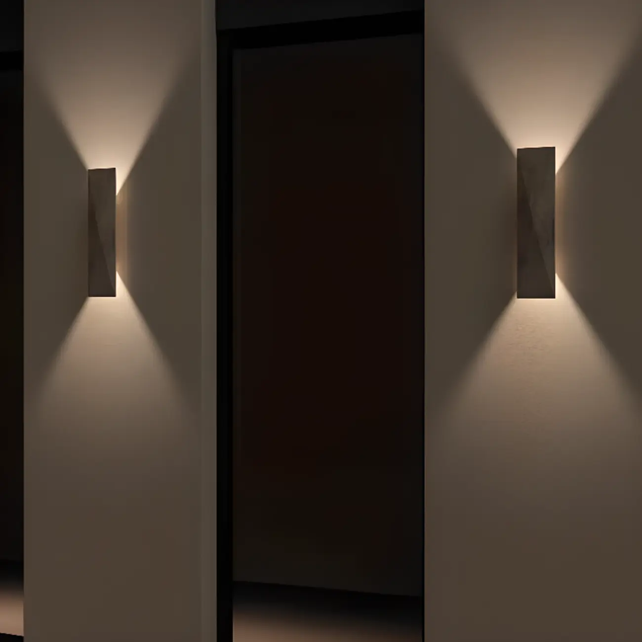 Modern Gray Rectangle 2-Light Wall Sconce Outdoor LED Lamp Image - 5 | homeyfad